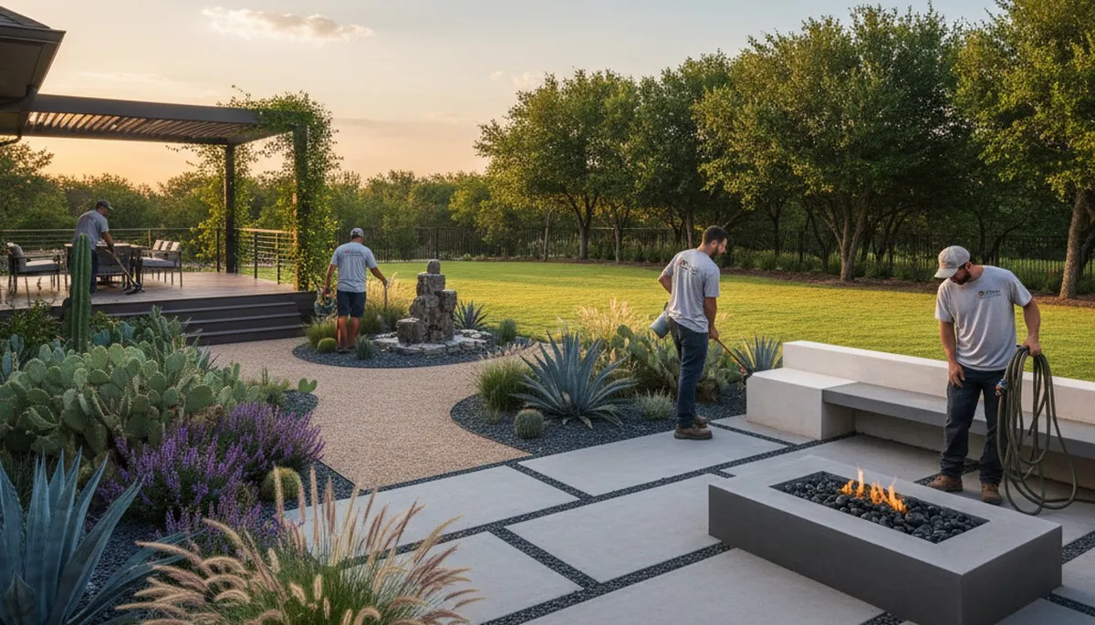 Landscaping team provides lawn care services in Arlington, TX for residential and commercial properties