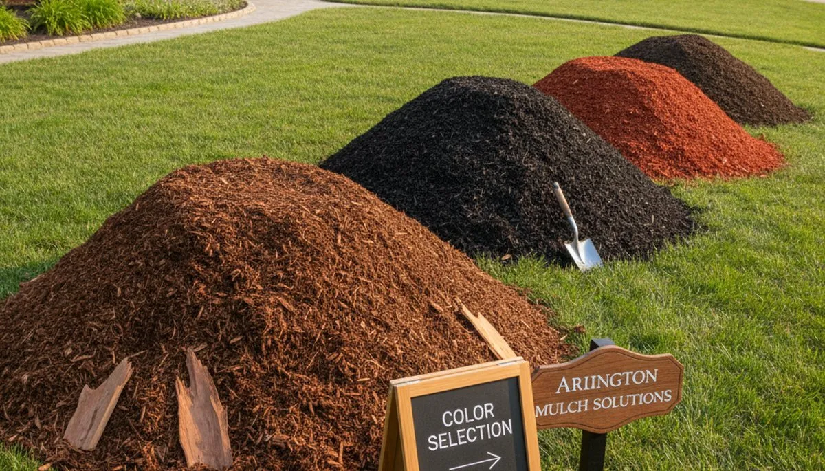 Brown, black, and red mulch varieties for Arlington, TX landscapes by Chop Chop Landscaping